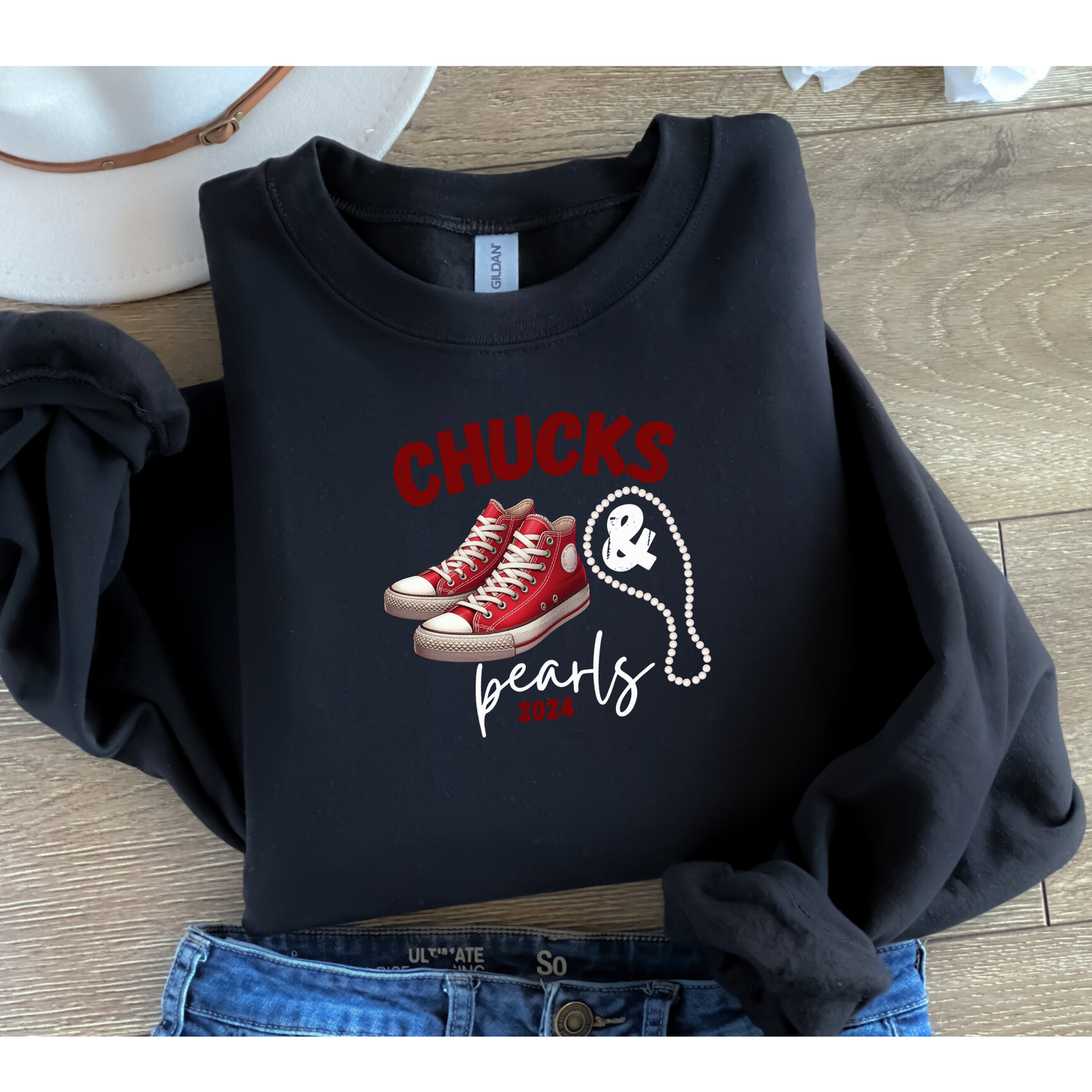 Divas "Chucks and Pearls" Crewneck (Black)