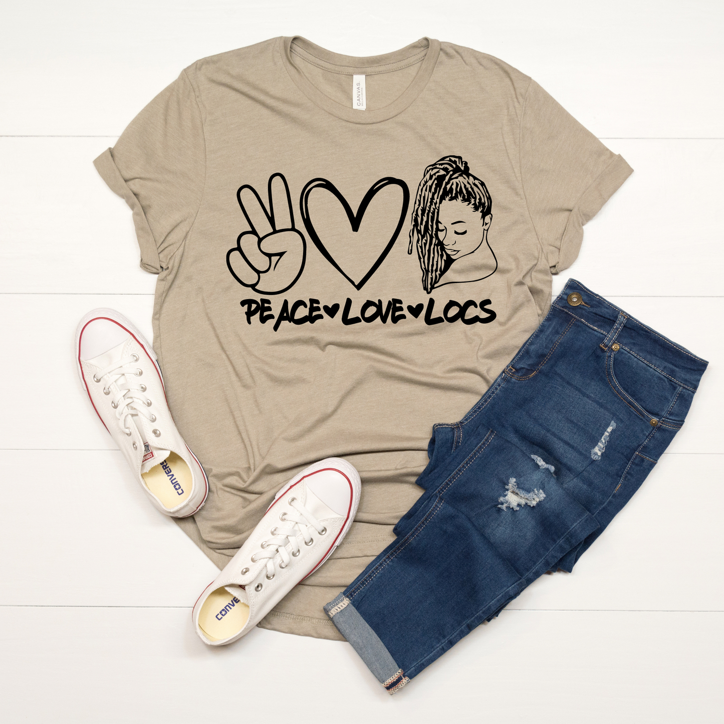 Peace Love & Locs T-Shirt - Divine Greekwear