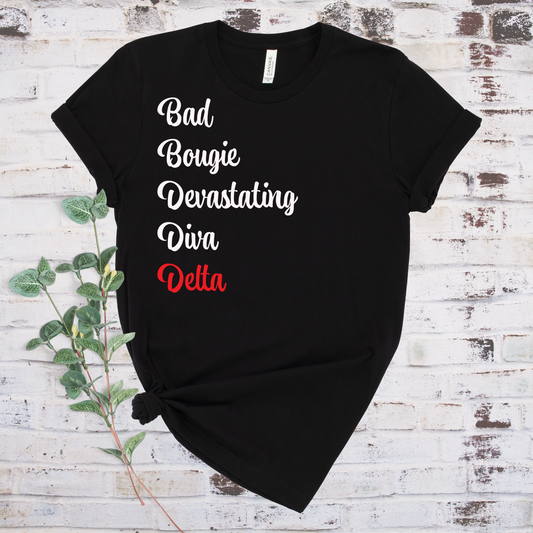 Bad Bougie Devastating Diva T-Shirt - Divine Greekwear