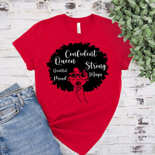 Red Confident Strong Queen T-Shirt - Divine Greekwear